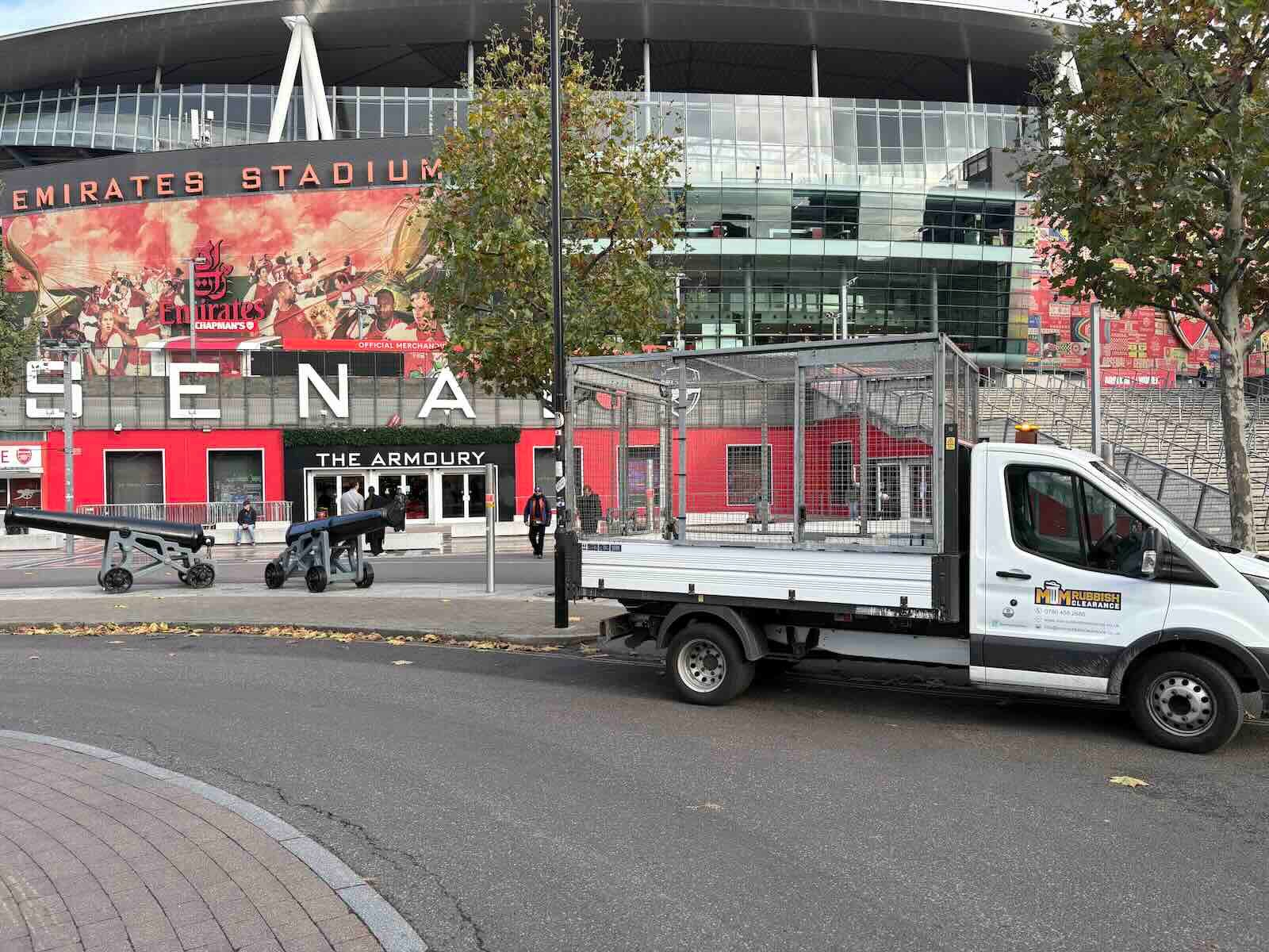 MM Rubbish Clearance van near Emirates Stadium Highbury providing local rubbish clearance