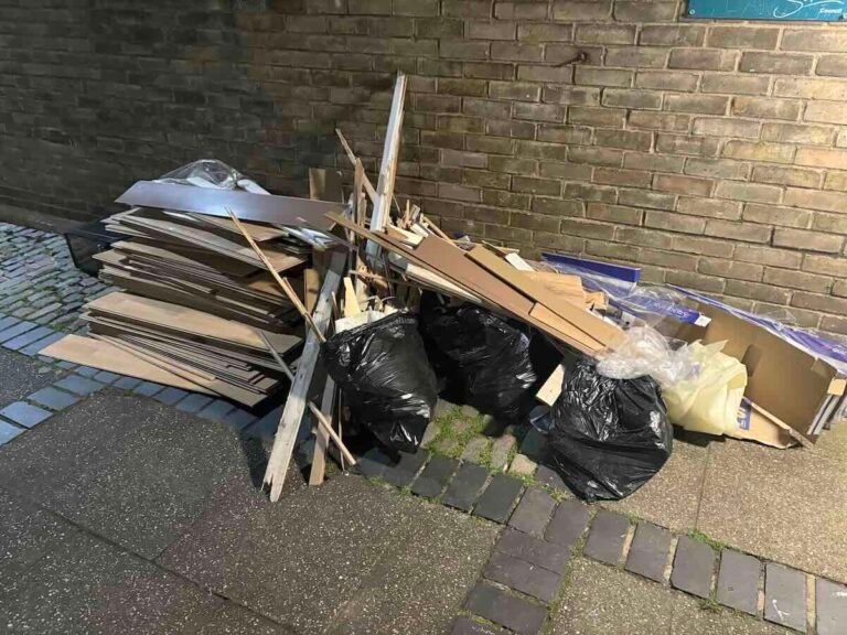 Mixed household waste ready for collection in SE16