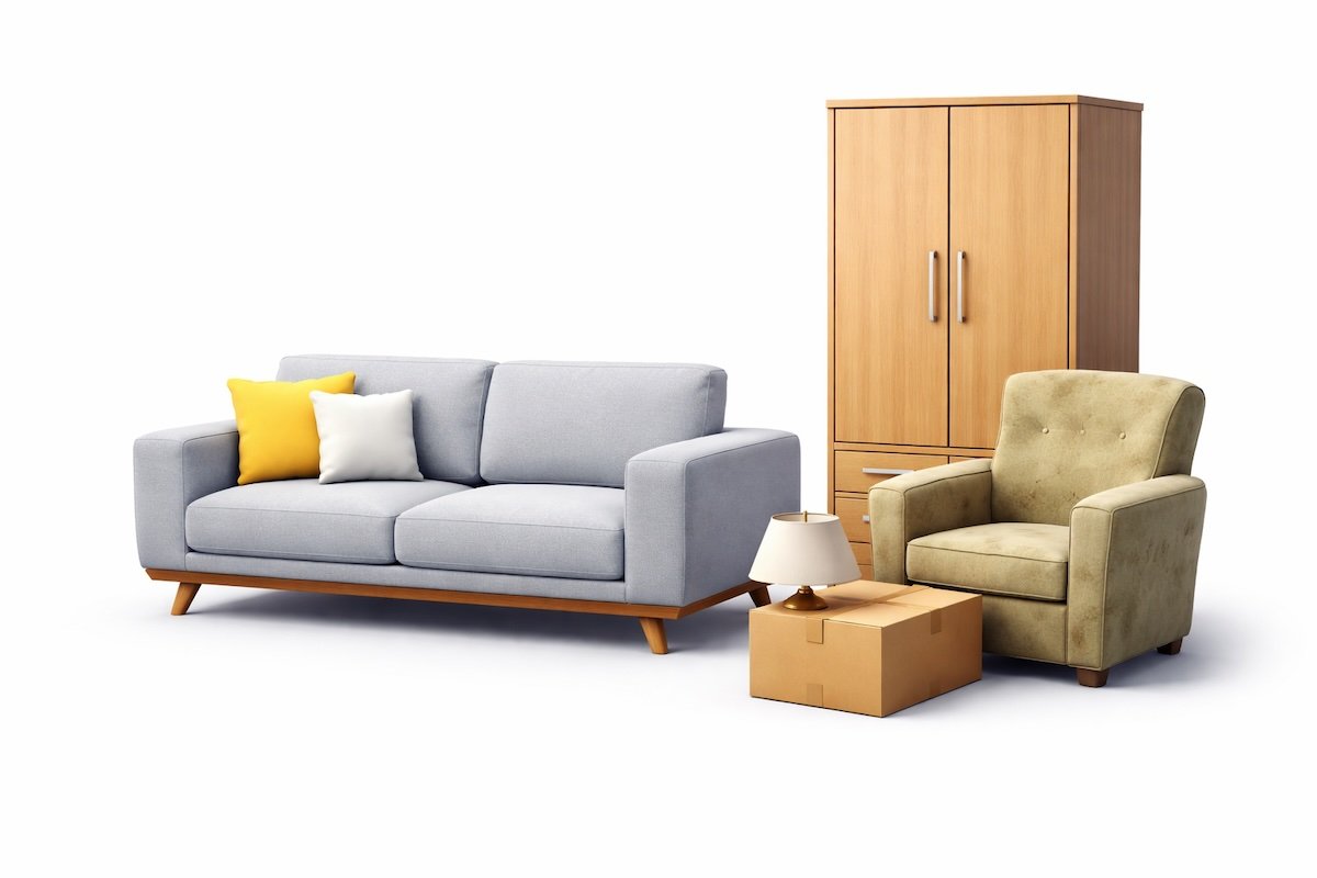 3D render of a sofa for furniture and sofa removal service in London
