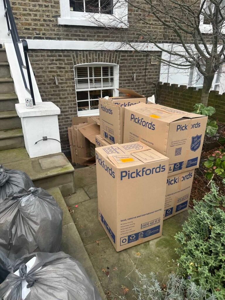 Furniture and household contents inside a property on De Beauvoir Road, Hackney E8, before clearance