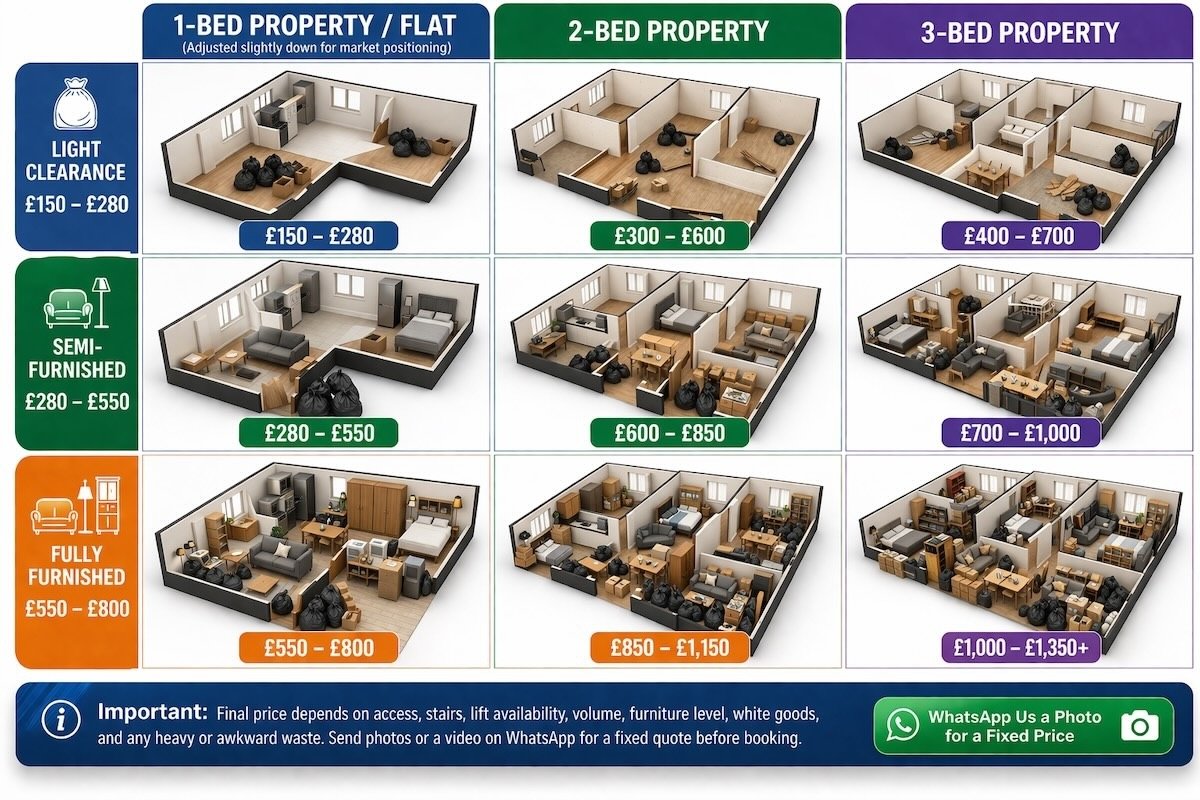 House clearance pricing guide — MM Rubbish Clearance London