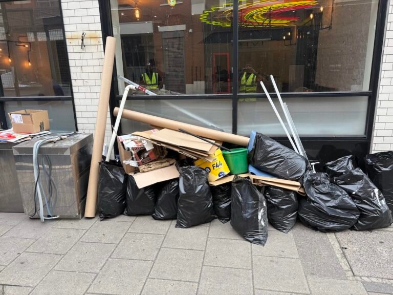 Renovation waste inside a restaurant in Farringdon EC1 before clearance