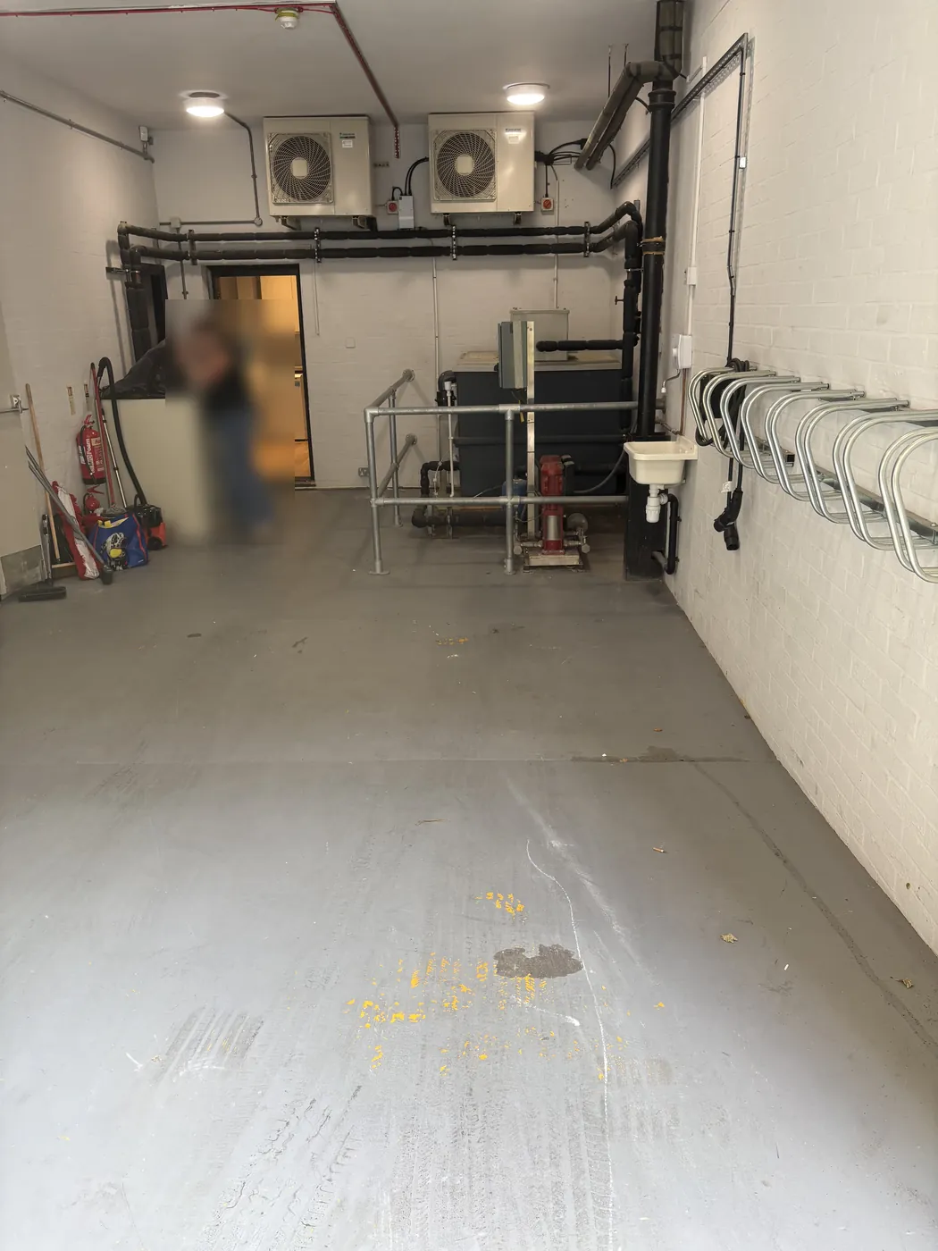Clear basement floor in the Berners Street building, Fitzrovia, after the commercial clearance.