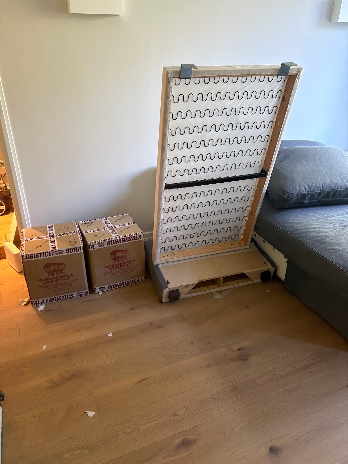 Sloane Street, Chelsea flat after the partial clearance, with bags removed and kept items left in place