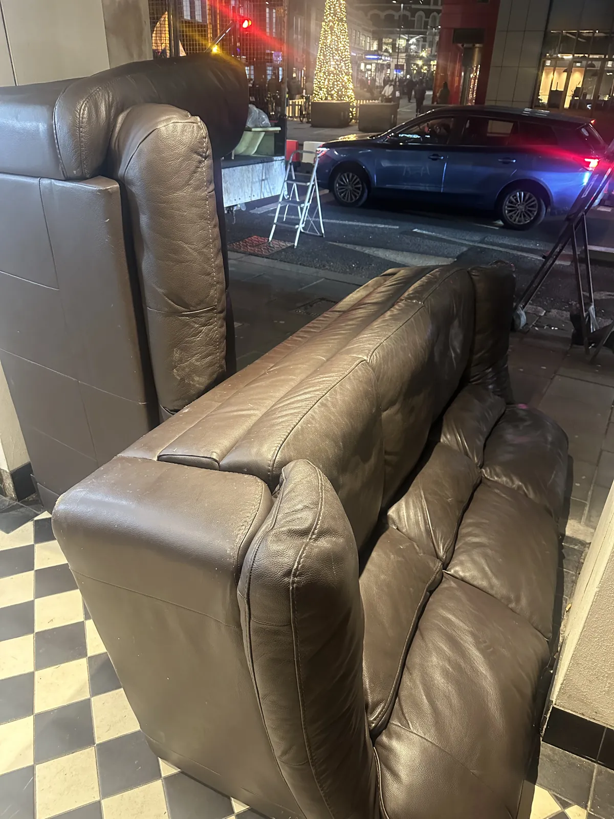 Sofa awaiting removal on Turnmill Street, Clerkenwell EC1M.